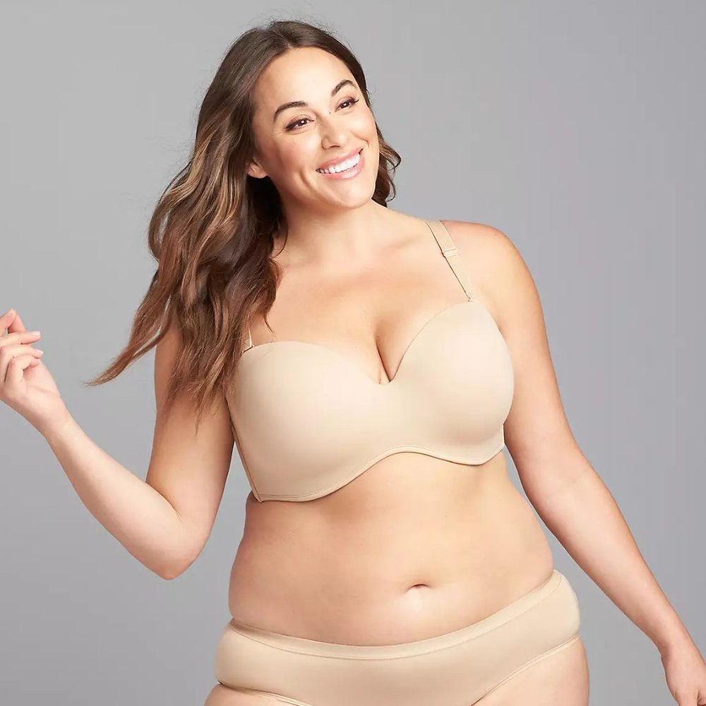 Lane Bryant Multi-Way Boost Strapless Bra 42DDD Nude
